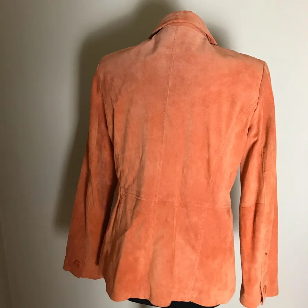 Liz Claiborne  Orange/coral Suede Leather Jacket - Image 4