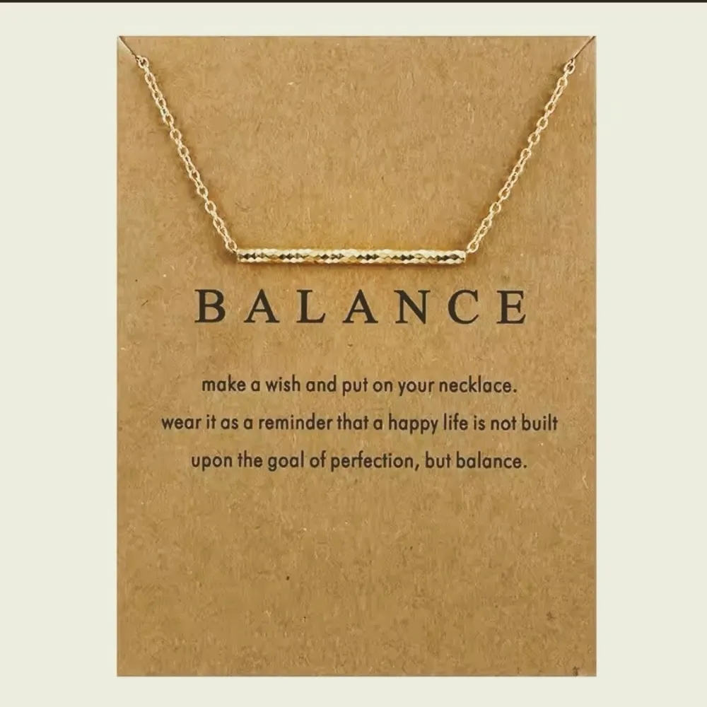 NEW Balance Bar Necklace‎ Gold Minimalist Pendant Delicate Chain Jewelry Gift - Image 4