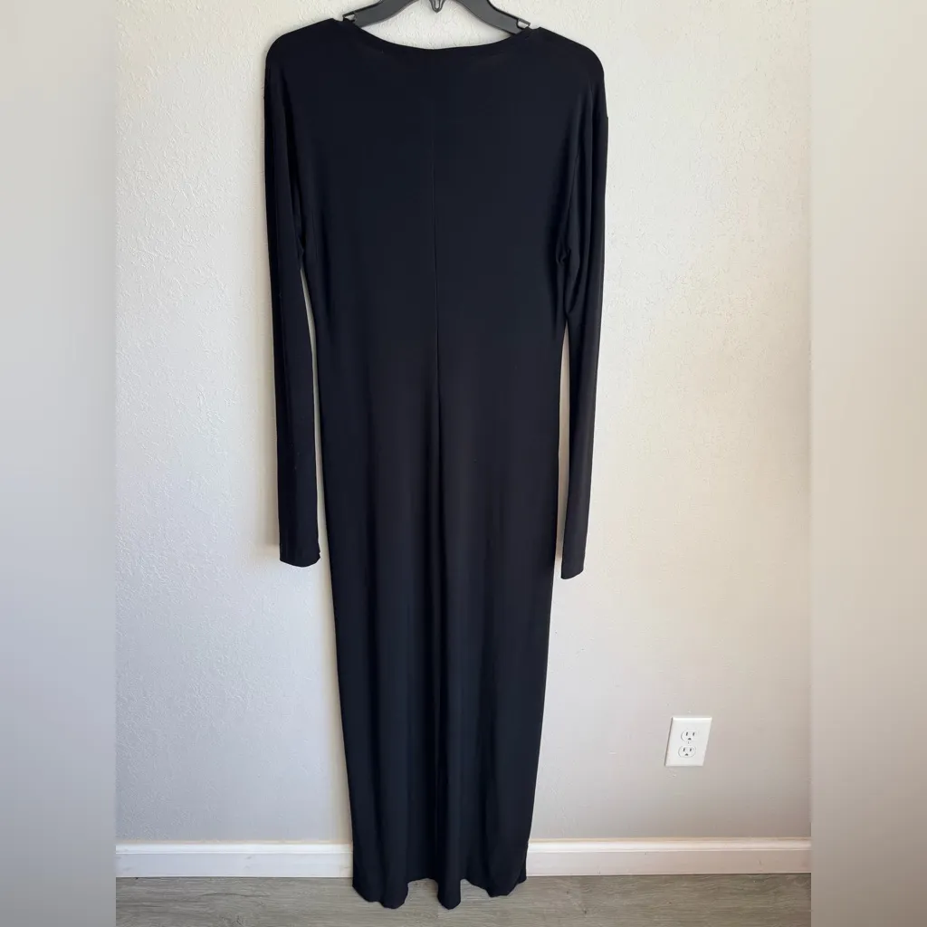Kamali Kulture Black Slinky Long Sleeve Full Length Maxi Dress Womens L Classic Size L - Image 6