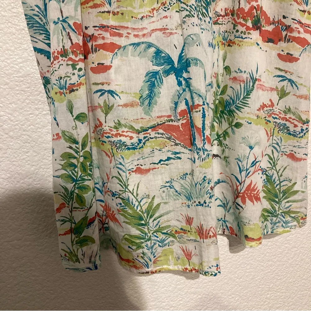 Sigrid Olsen Tropical Print Sleeveless Top Large Embroidered - Image 3