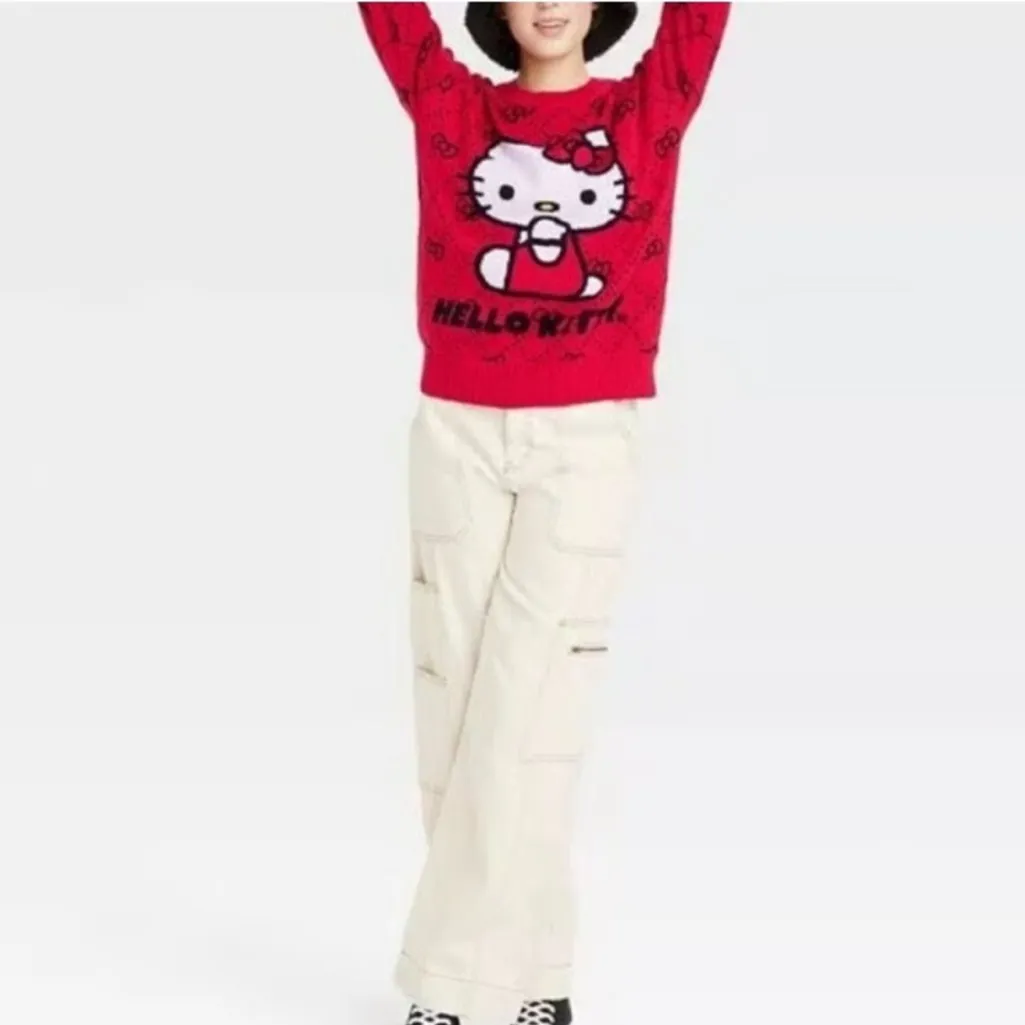 Sanrio Hello Kitty Graphic Red Crew Neck Sweater Size M‎ - Image 11