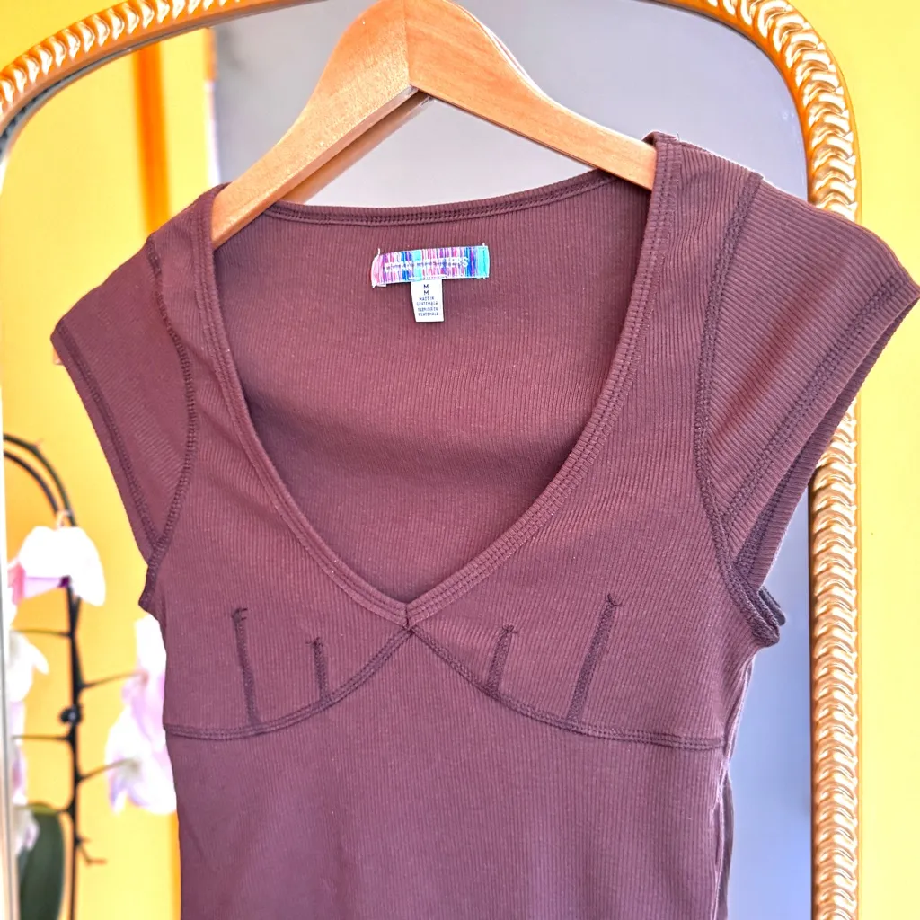 🎅 3/$15 SALE Urban Outfitters Brown Corset Crop Top M - Image 5