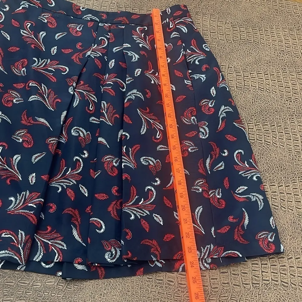 Brooks Brothers Navy Paisley A-Line Skirt Size 12 Pockets Lined - Image 3