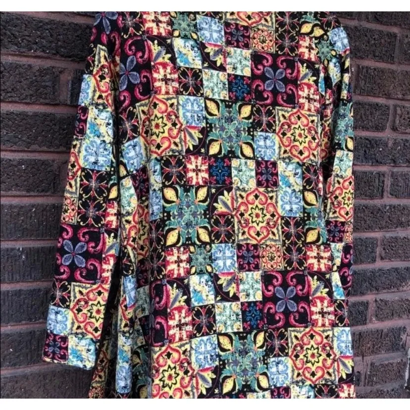 LuLaRoe Sarah Multicolor Stained Glass Moroccan Mosaic Duster Open Cardigan XS - Image 7