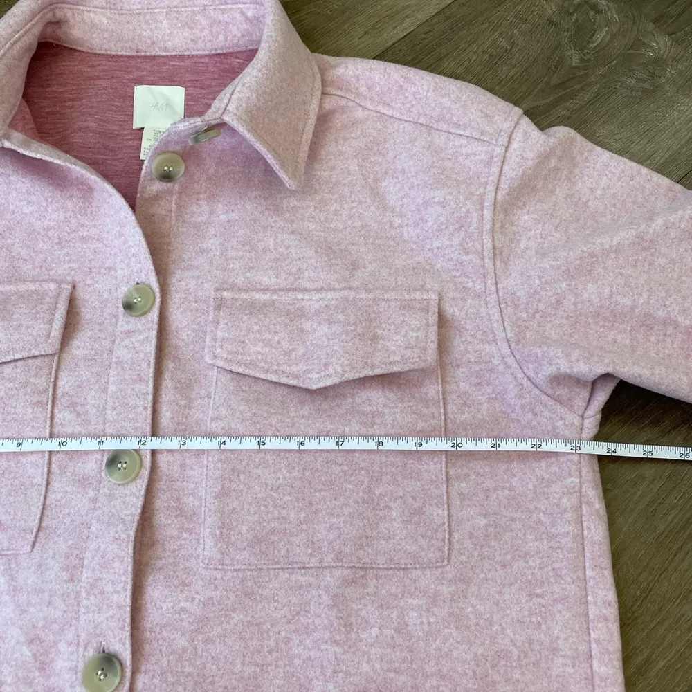 H&M  Pink Button Up Collared Shacket Shirt Jacket ~ Polyester Viscose ~ Size M - Image 13