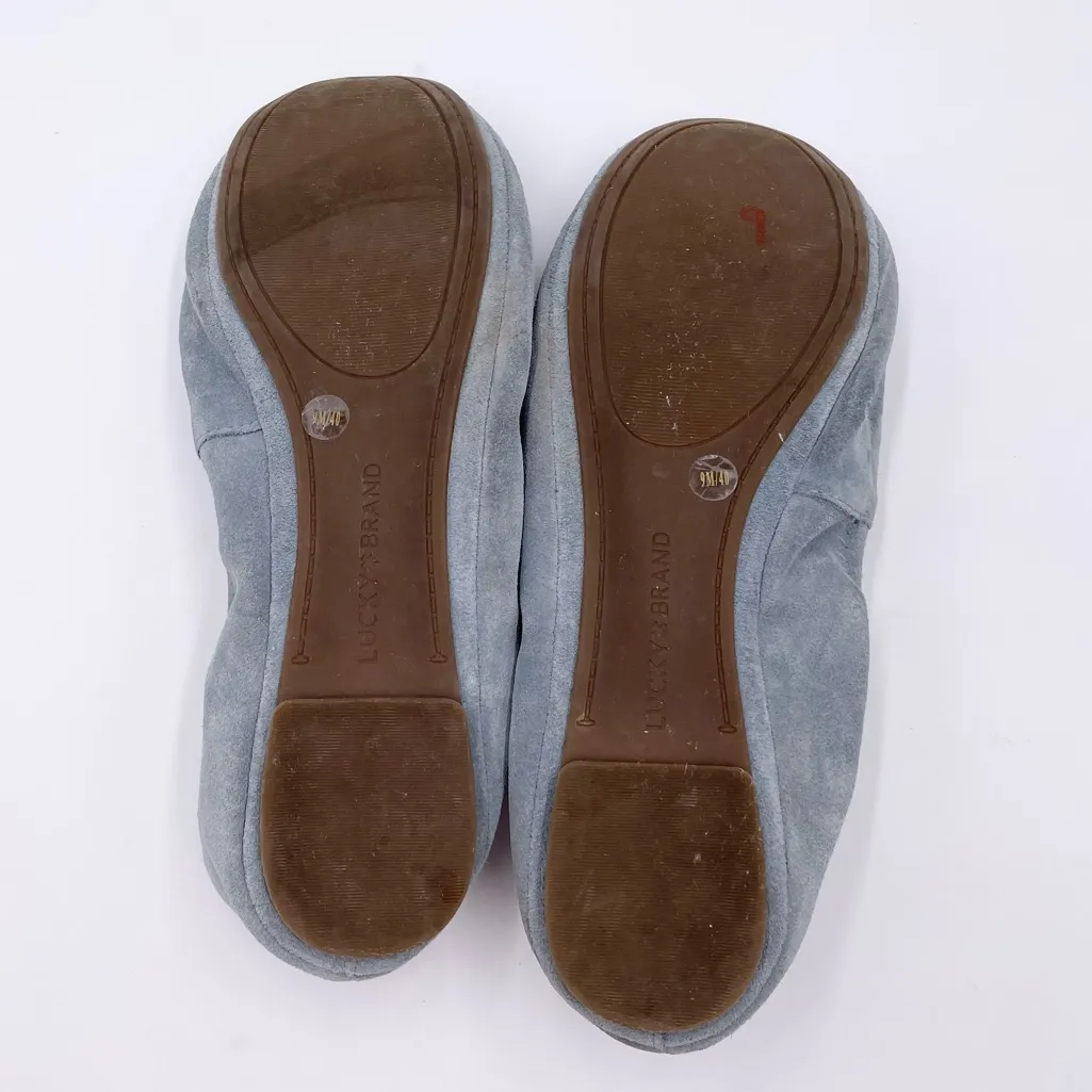 Lucky Brand Emmie Ballet Flat Shoes Women's Size 9 Baby Blue Suede Slip On - Image 7