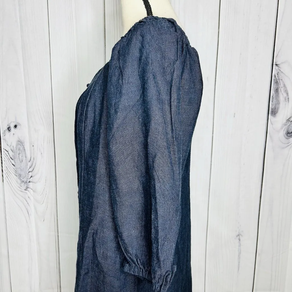 NEW Garnet Hill Women’s Linen Dress Size Medium Blue Beach Coastal Minimalist - Image 7