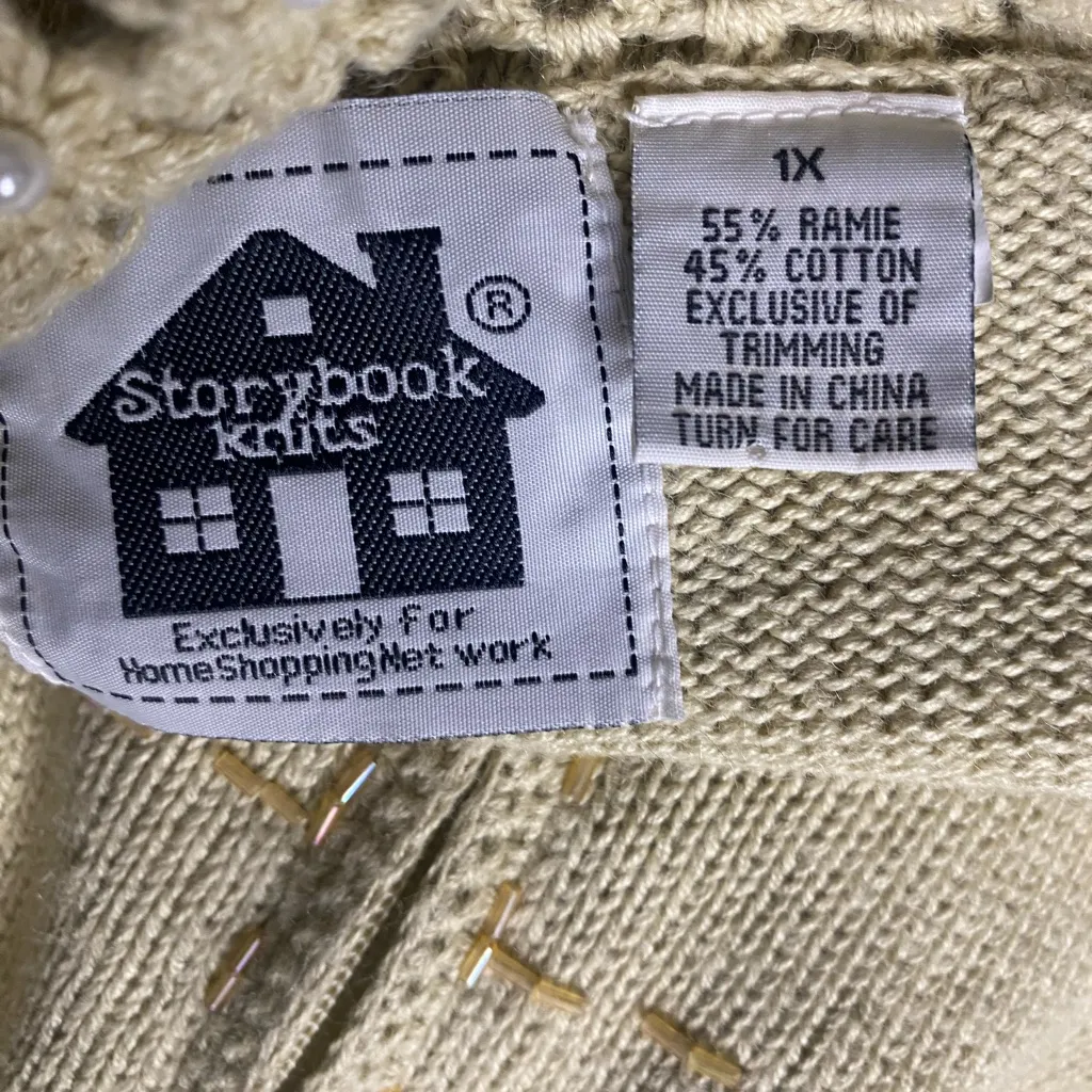 Vtg Storybook Knits 1X NWOT Ivory Duster Cardigan Ramie Cotton
Pearl Crochet Zip Size XL - Image 13