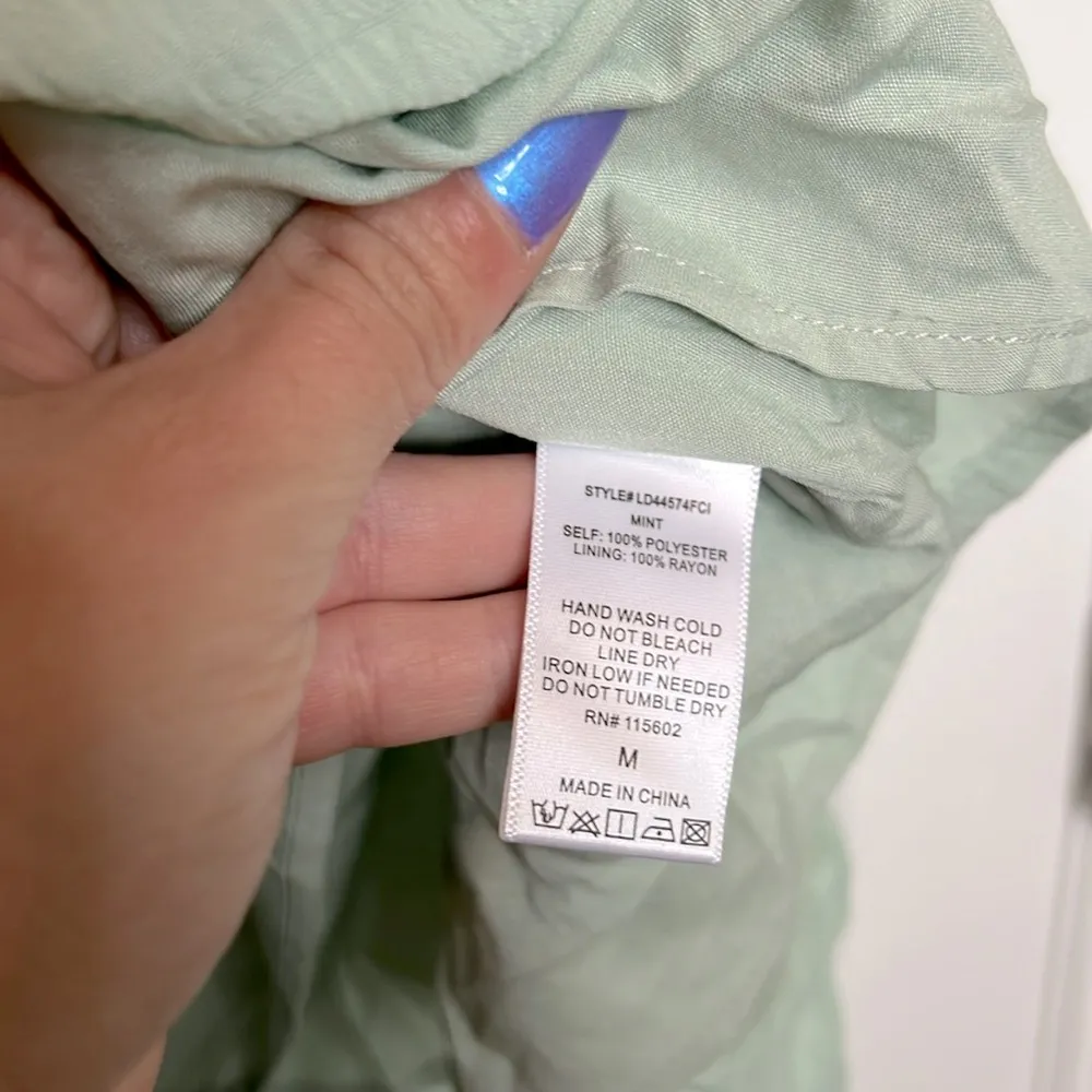 NWOT Lush Dreamiest Darling Mint Smocked Tie-Back Tiered Sleeveless Midi Dress - Image 6