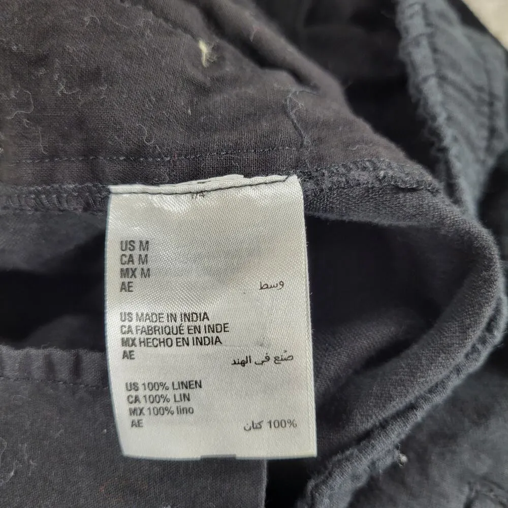 Club Room Luxury Womens Linen Pants XL Black Drawstring Straight Leg Pockets - Image 3