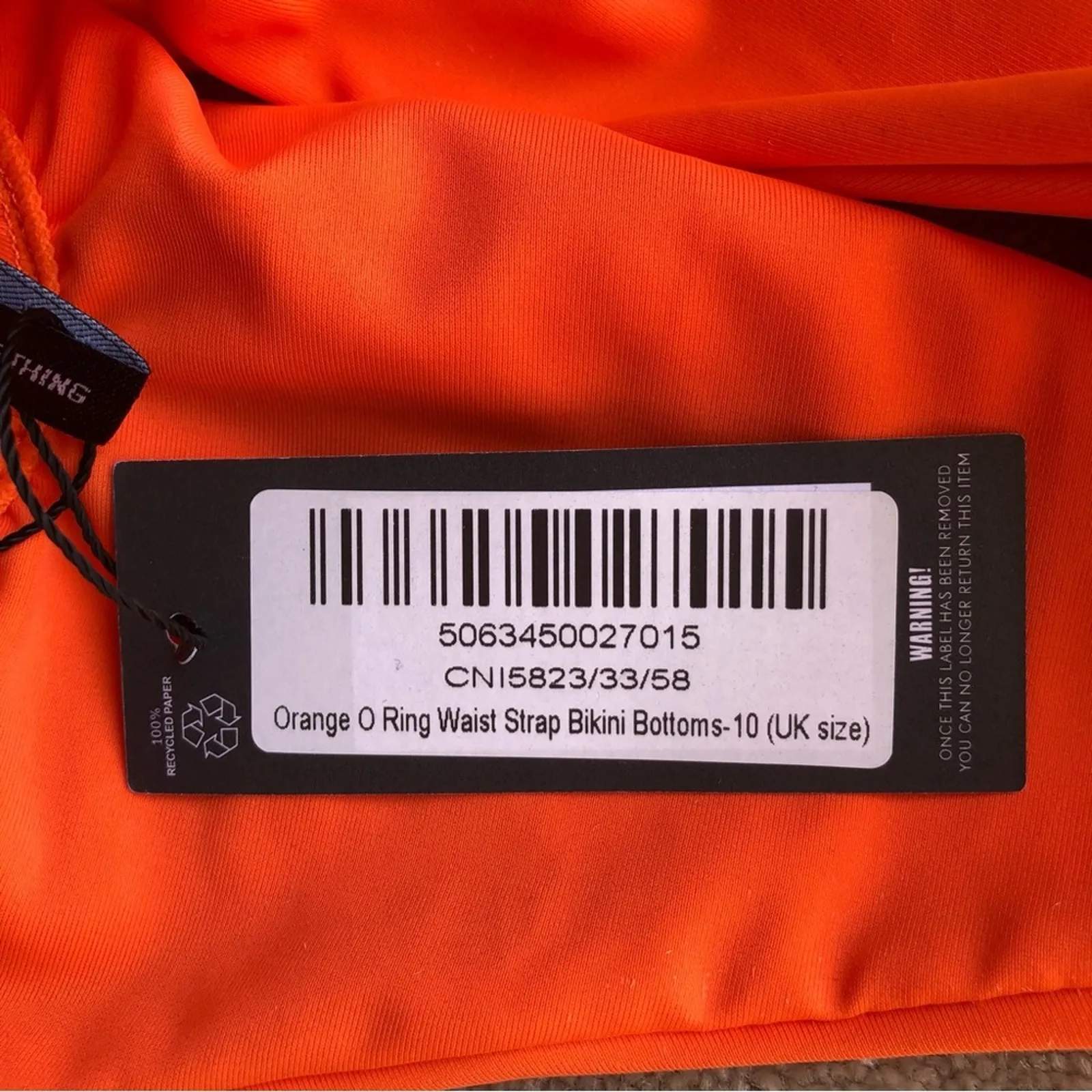 Pretty Little Thing NWT Orange O Ring Waist Strap Brazilian Bikini Bottom Size 6 - Image 14