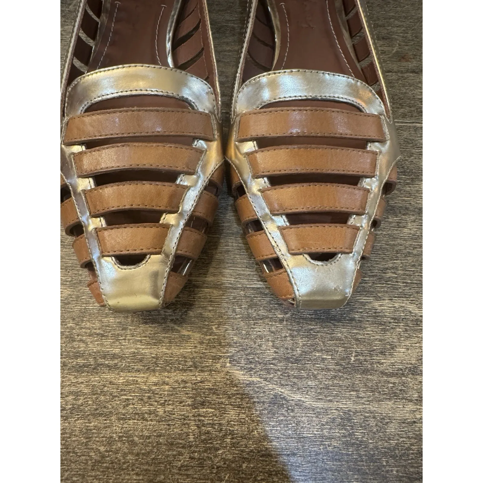 Elizabeth and James Gemma Loafer Gold Multi brown two‎ tone cut out flats - Image 5