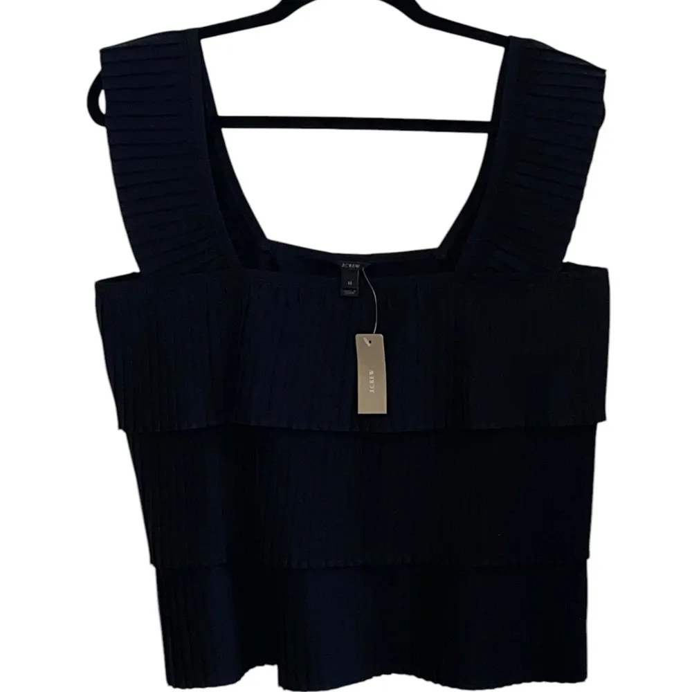 J Crew New Black French Pleated Tiered Women's Top
festive stylish statement - Image 4