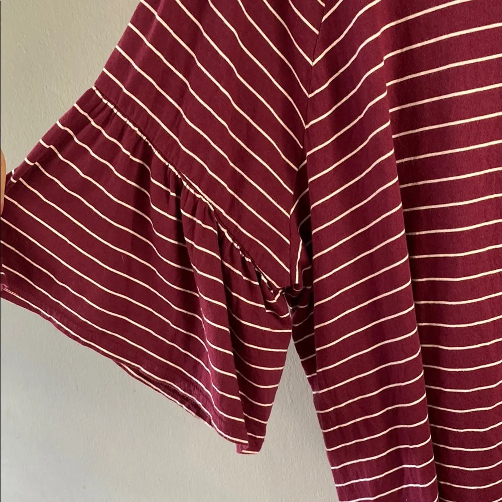 Chaps Burgundy Striped Blouse - Image 3