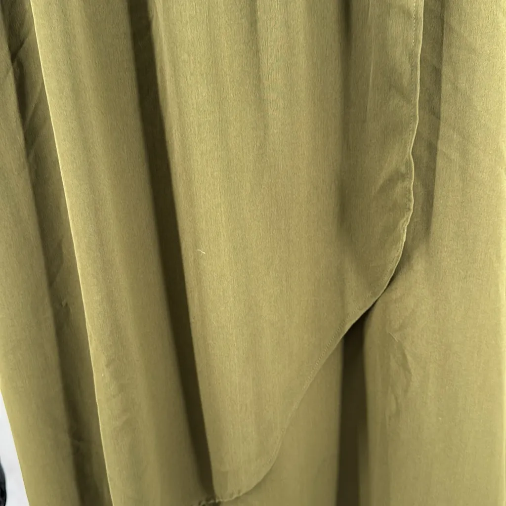 Roolee Olive Green wrap skirt Maxi Dress Flowy XL short sleeve lined boho casual - Image 7
