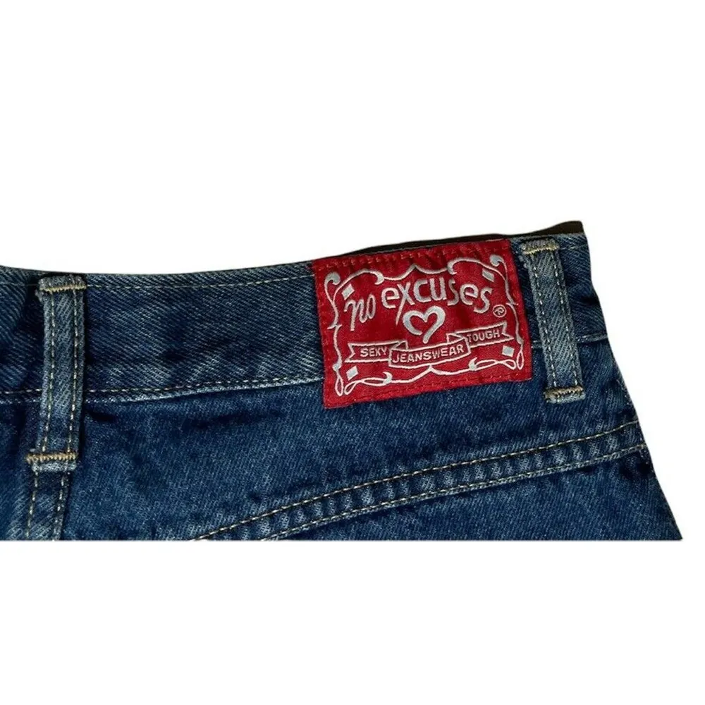 NEW Vintage 90s No Excuses High Waist Denim Blue Jean Denim Mom Shorts Sz 9/10 - Image 6