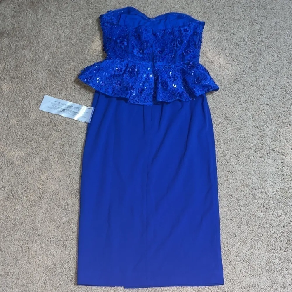 Dress the Population Arabella Floral Embellished Peplum Bodycon Electric Blue XS - Image 9