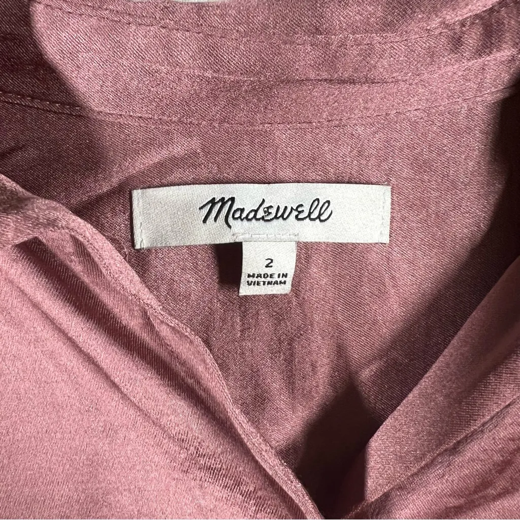 Madewell  Pink Satin Button‎ Up Darted Top - Image 3