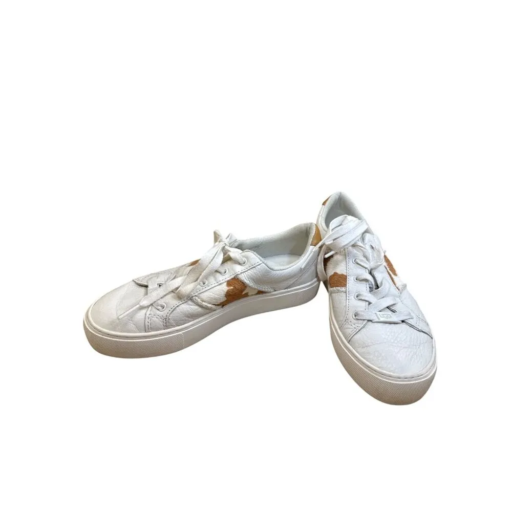 Ugg Womens White Brown Leopard Print Sneakers shoes Size 6 SKU8138 - Image 2