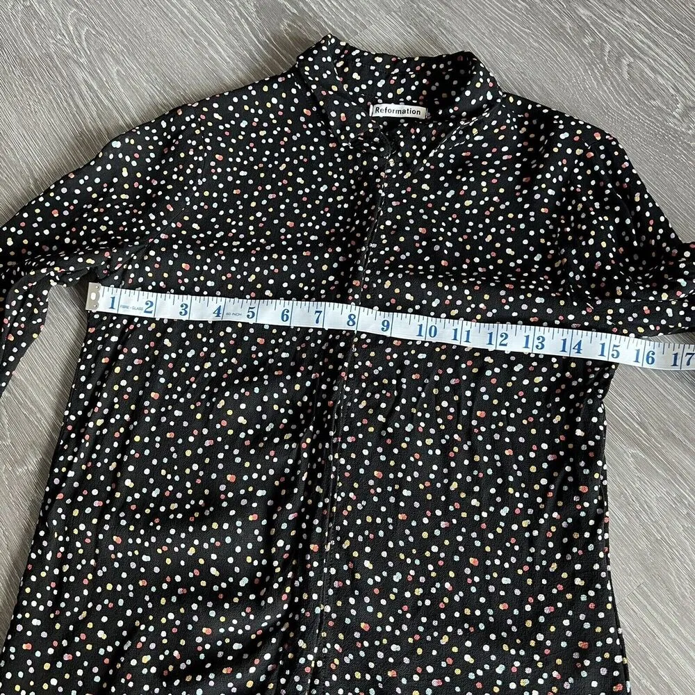 Reformation Womens Small Colorful Polka Dot Button Down Long Sleeve Shirt - Image 5
