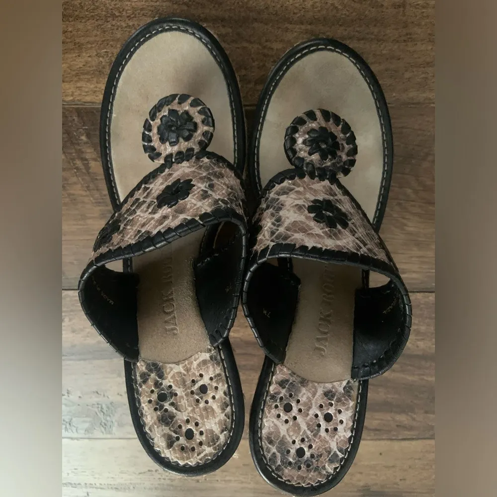 Marbella Jack Roger’s snakeskin summer boho leather suede wedges $145 designer - Image 10