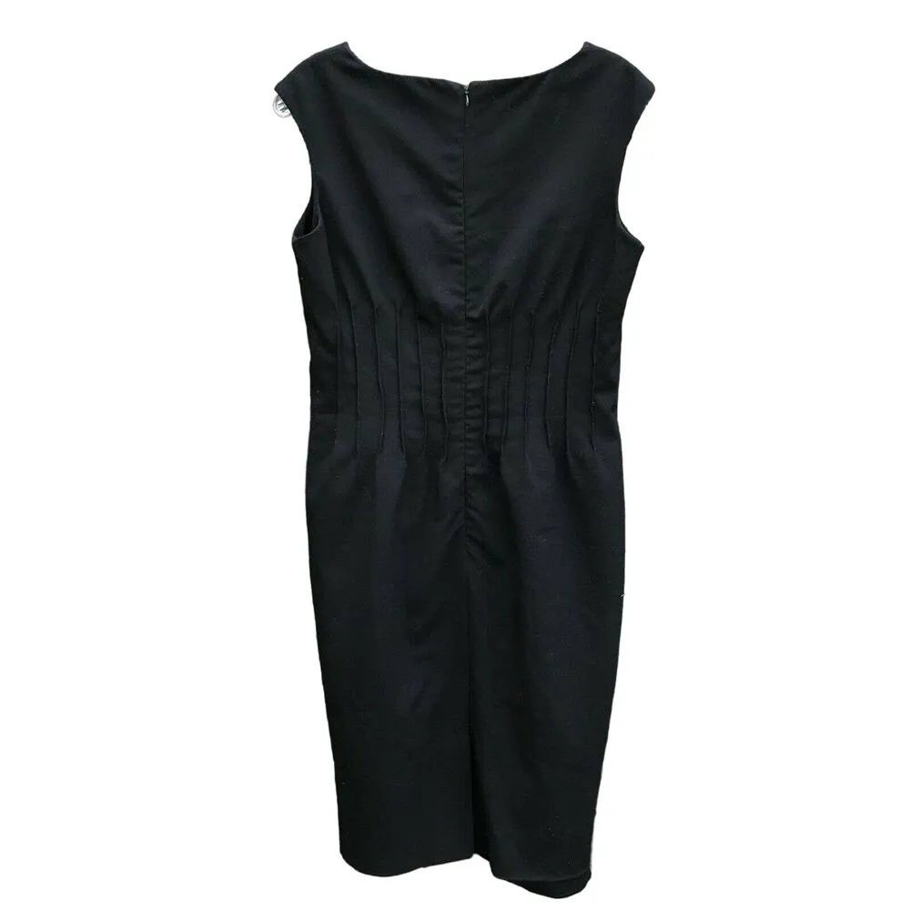 Calvin Klein Black Sleeveless Sheath Dress - Size 6 - Pintucked Pleated Waist - Image 5