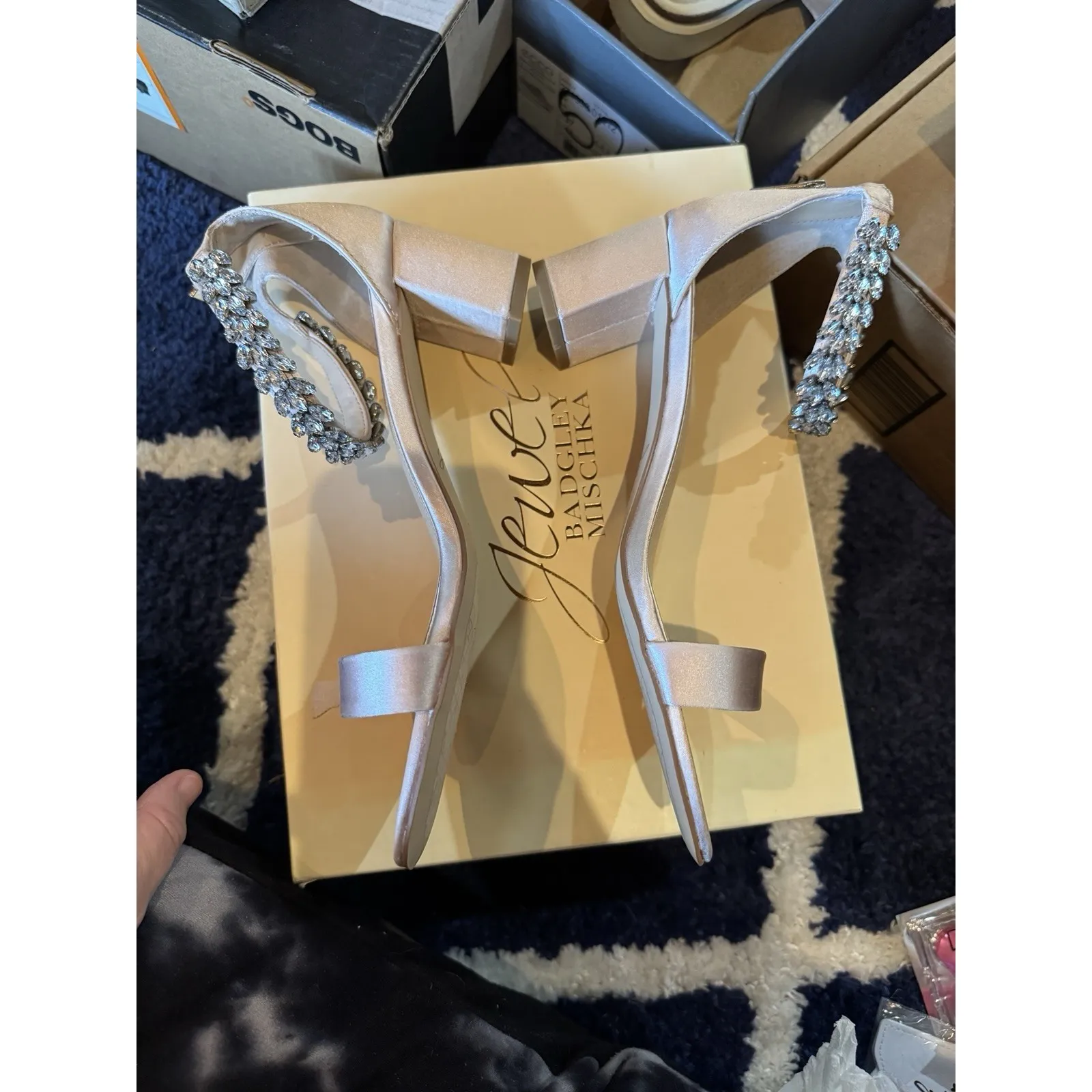 Jewel Badgley Mischka Bronwen Embellished Evening Shoe Size 8 Rhinestones - Image 5