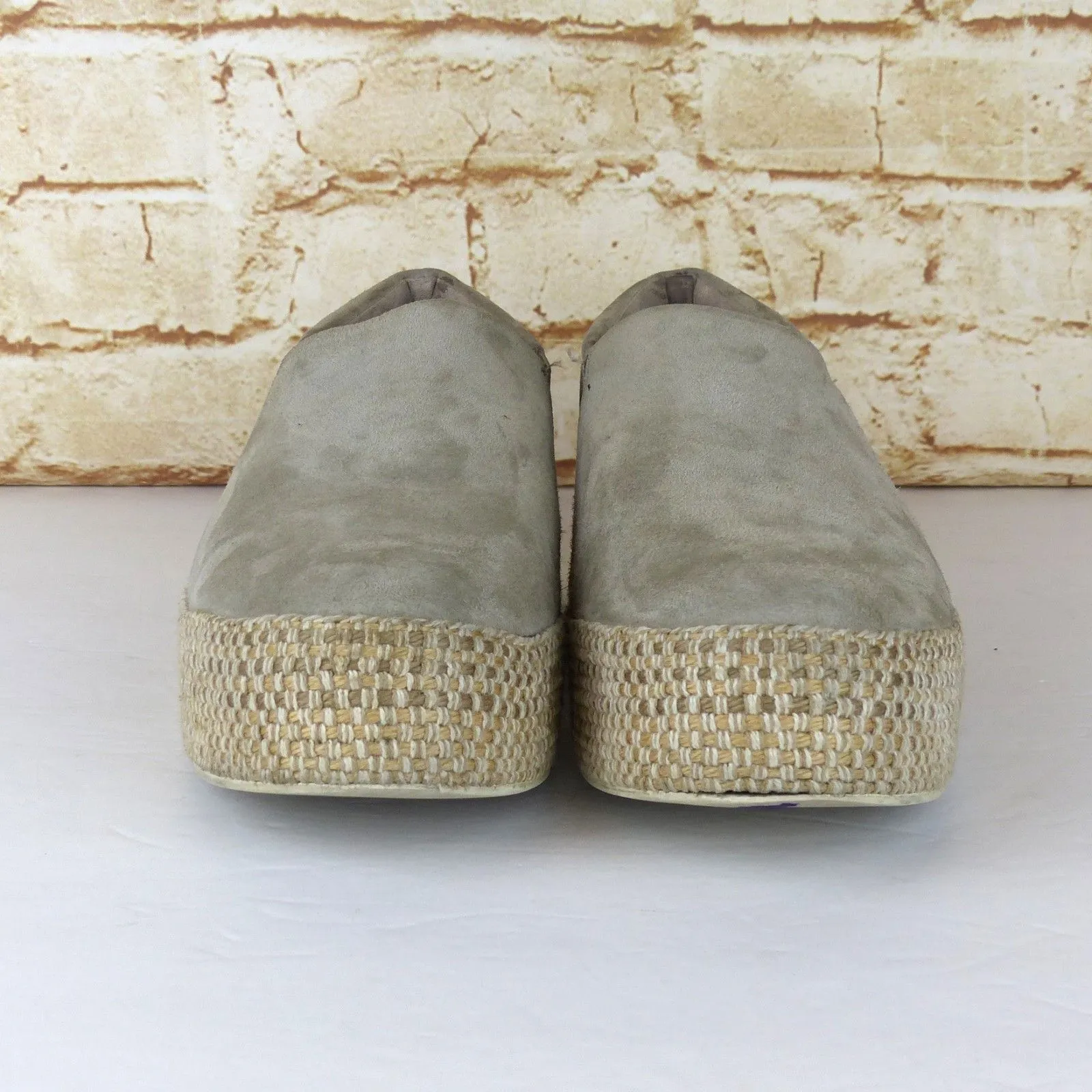 Vince Sneakers Womens 8M Gray Beige Wilden Suede Leather Platform Espadrille - Image 5