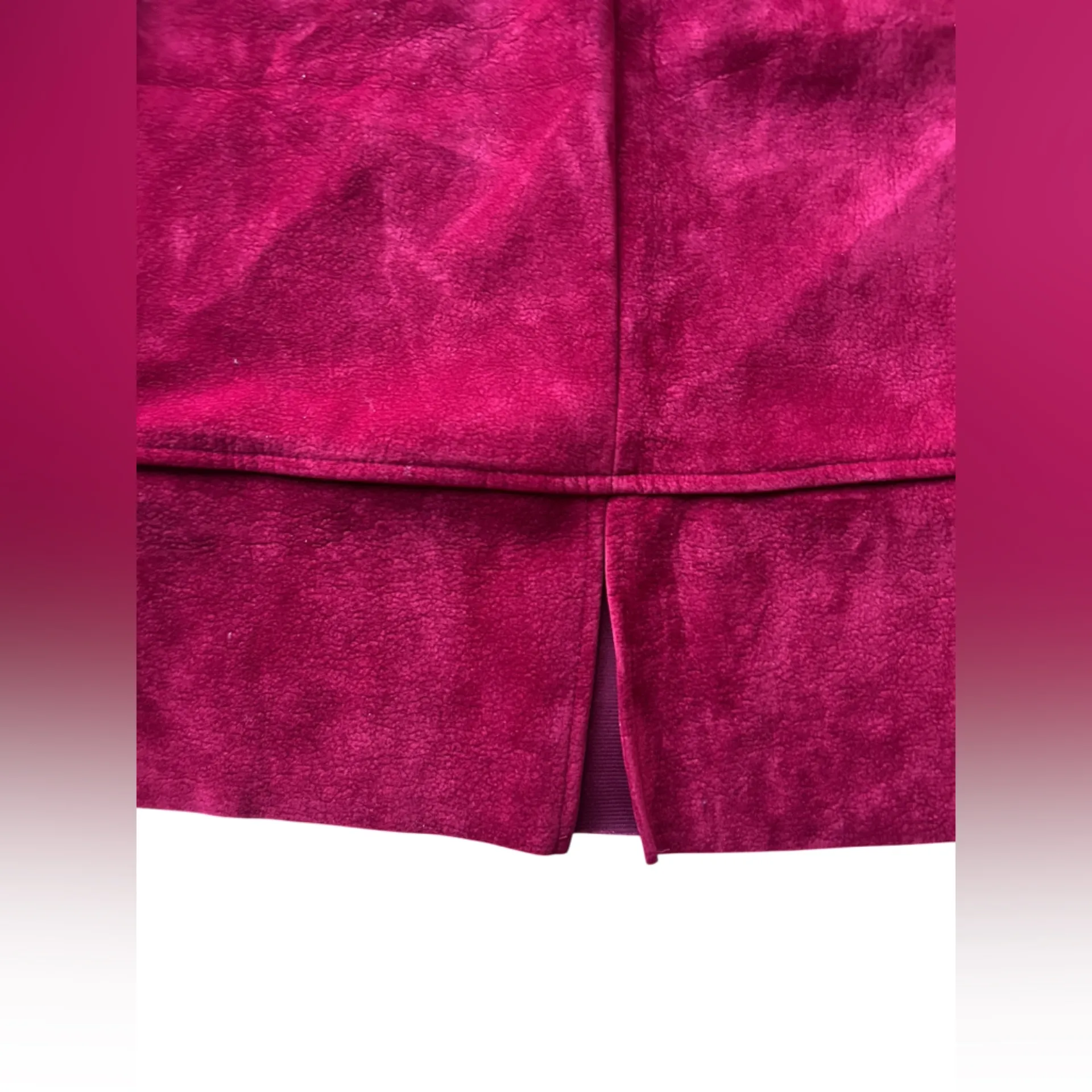 Vintage Red Velvet Pencil Skirt – Reference Clothing Co., Made in US | Back Slit - Image 12