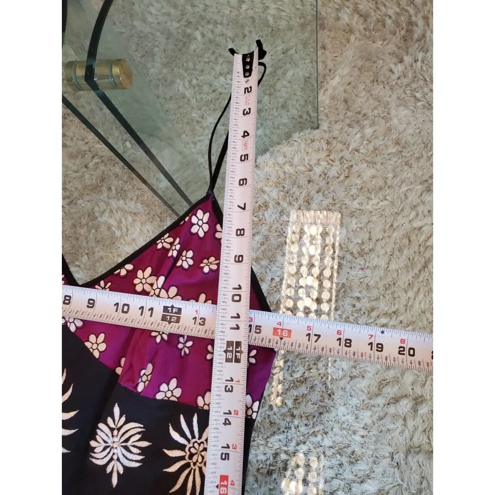 Magic Women's Purple Floral Polyester V-Neck Sleeveless Knee Length Dress Large - Image 8