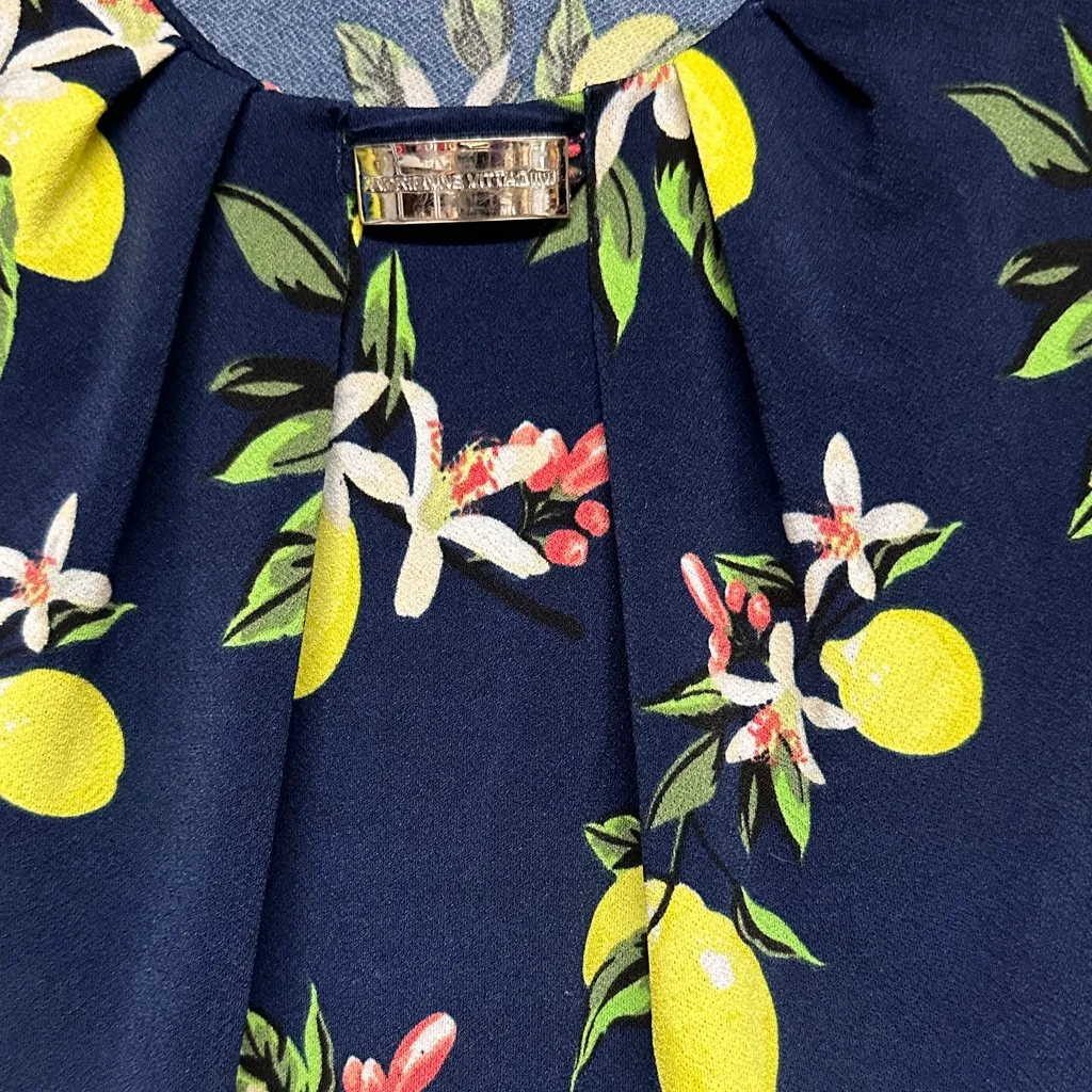 Adrienne Vittadini Navy Lemon Floral Blouse - Image 8