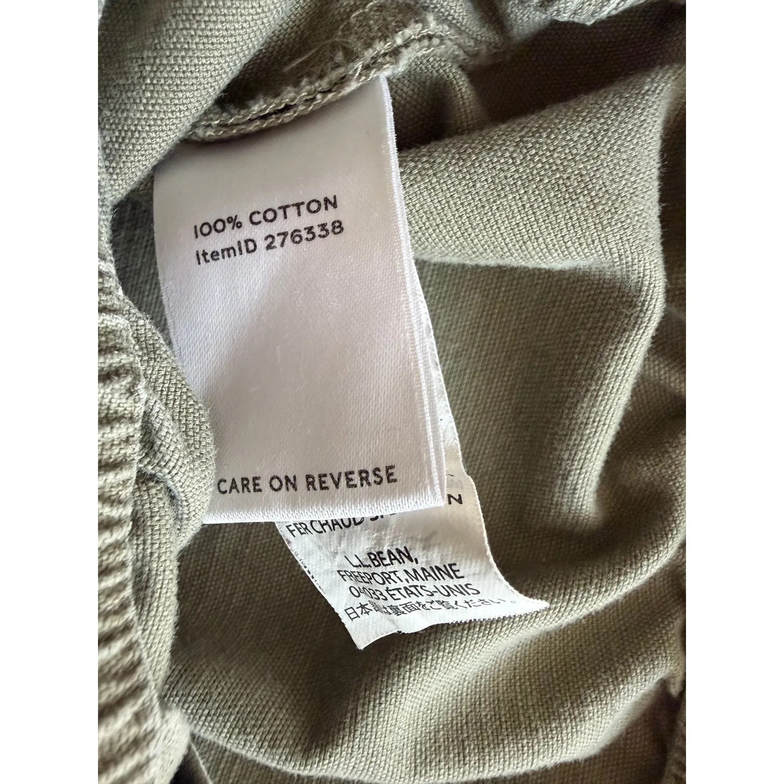 L.L.Bean Knee-Length 100% Cotton Skirt Full-Zip 10 Pockets Khaki Elastic Waist - Image 3