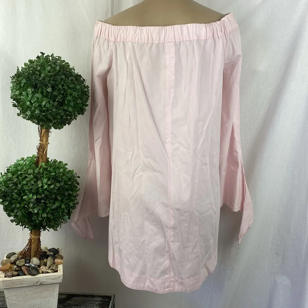 Free People Pastel Pink Show Me Some Shoulder Long Bell Tie Sleeve Blouse Top S - Image 5