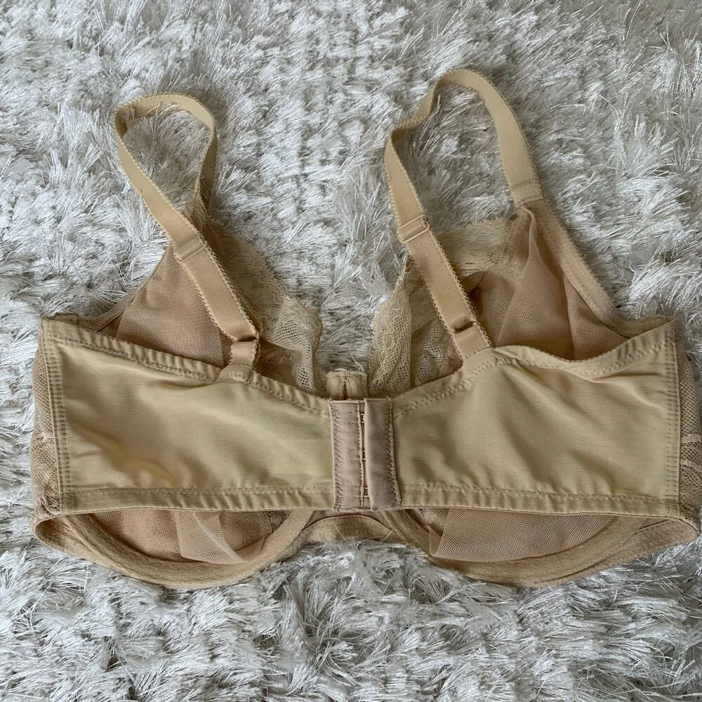 Wacoal 855264 34DDD Underwire Nude Lace Bra Sheer Unlined Lace - Image 2