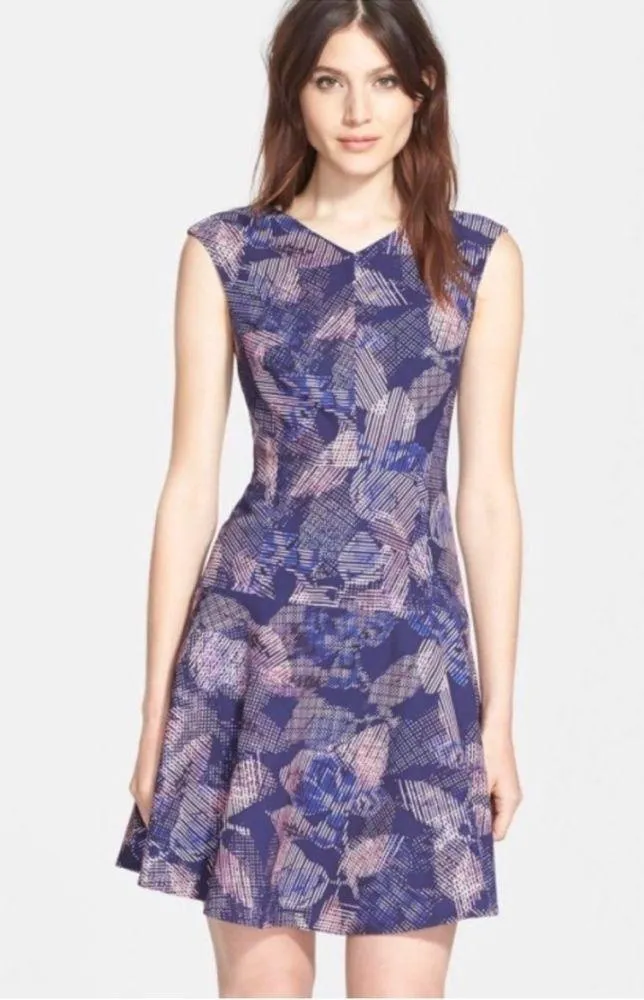 Rebecca Taylor Sonic Garden Fit & Flare Abstract Print Dress size 6 Small - Image 2
