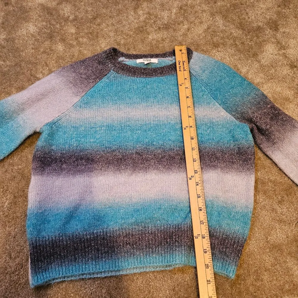BB Dakota Steve Madden Size Small S Striped Long Sleeve Sweater Acrylic Fuzzy Blue - Image 3