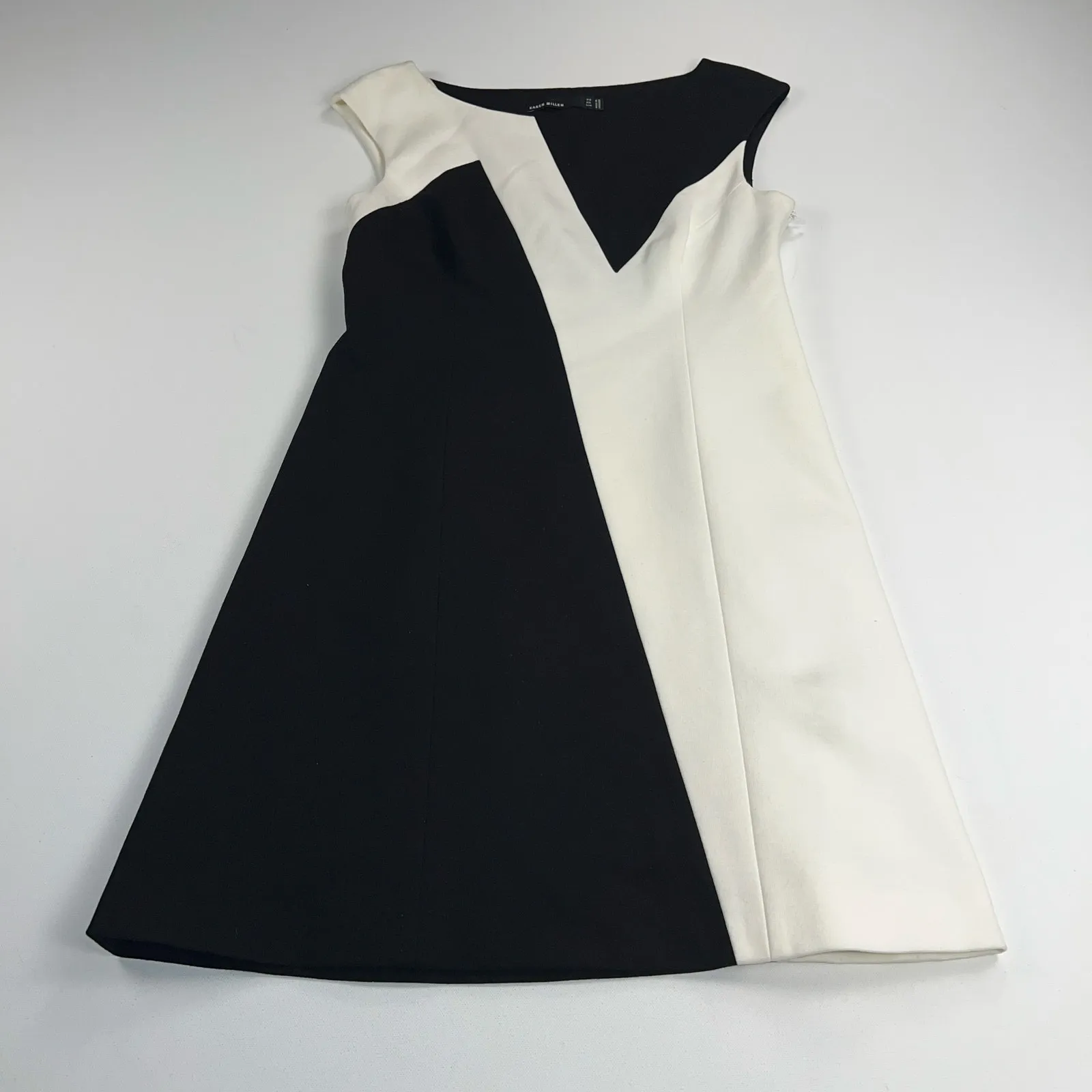 Karen Millen Colorblock Minimalist Sheath Dress Black White Cap Sleeve Size 8 - Image 12