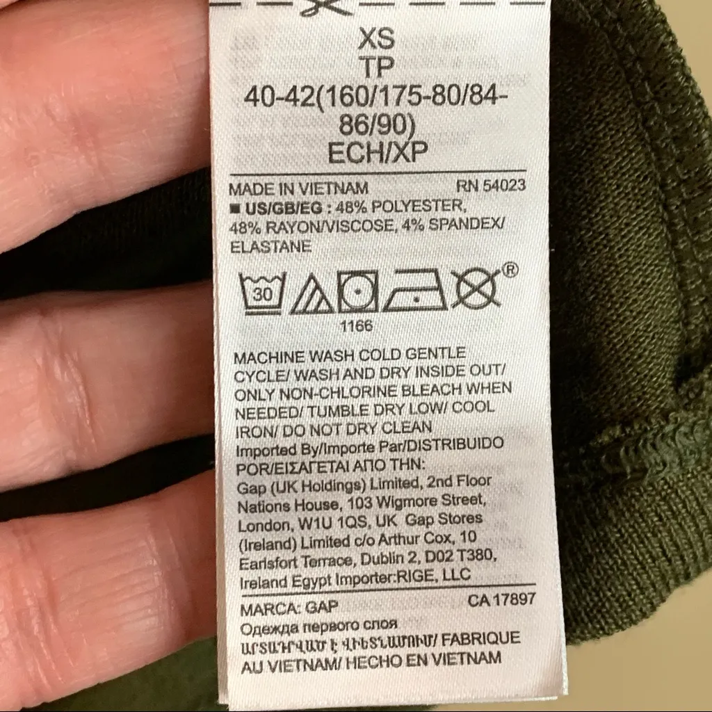 GAP Olive Green Long Sleeve Lightweight U Neck Sweater XS - Image 7