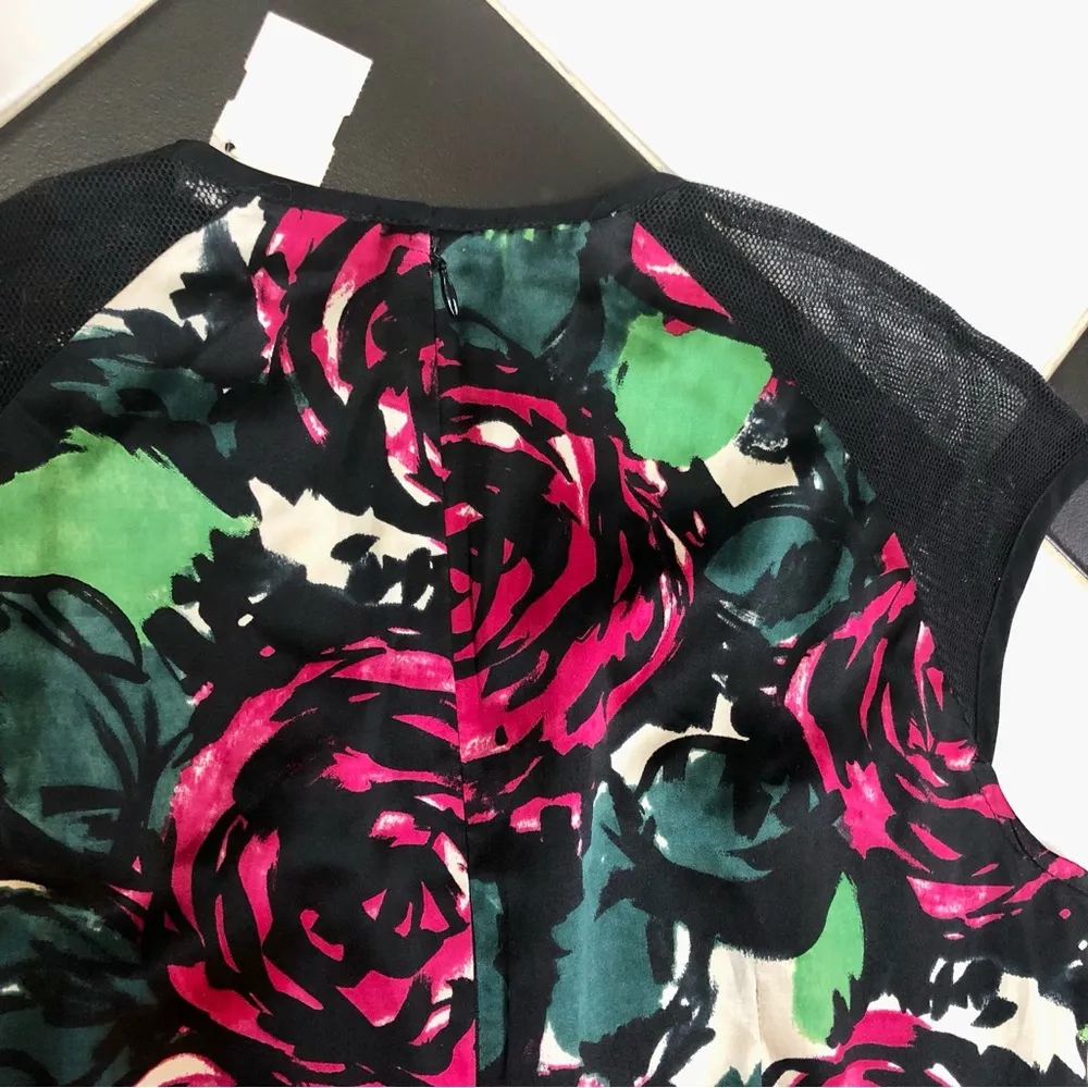 NWT  Daring Rose Silk Sheath Mini Dress Sheer Mesh Panels Floral 8 - Image 9