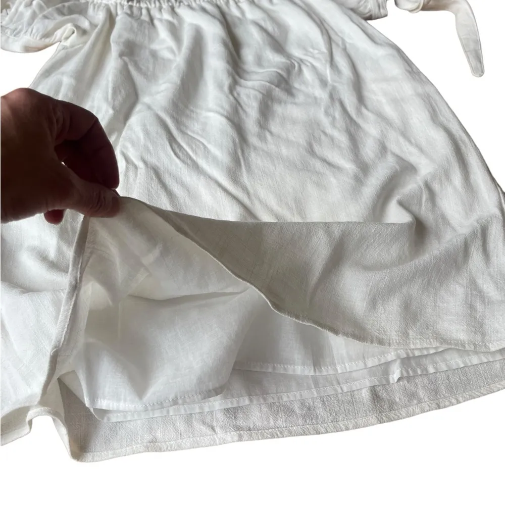 Lulus Al Fresco Evenings Ivory Off the Shoulder Mini Dress Womens Size Medium - Image 11