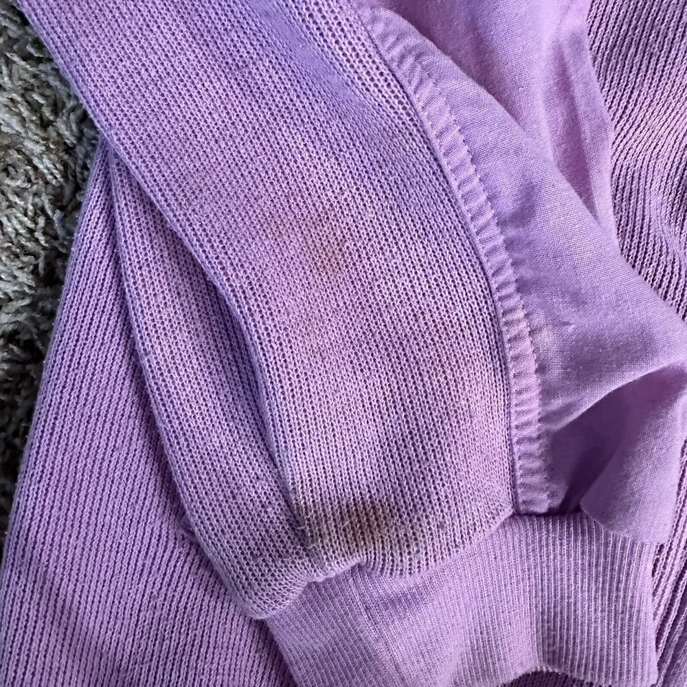 Vintage Adidas Varsity‎ Cardigan V-Neck Sweater Purple Pink Womens Size Small - Image 6