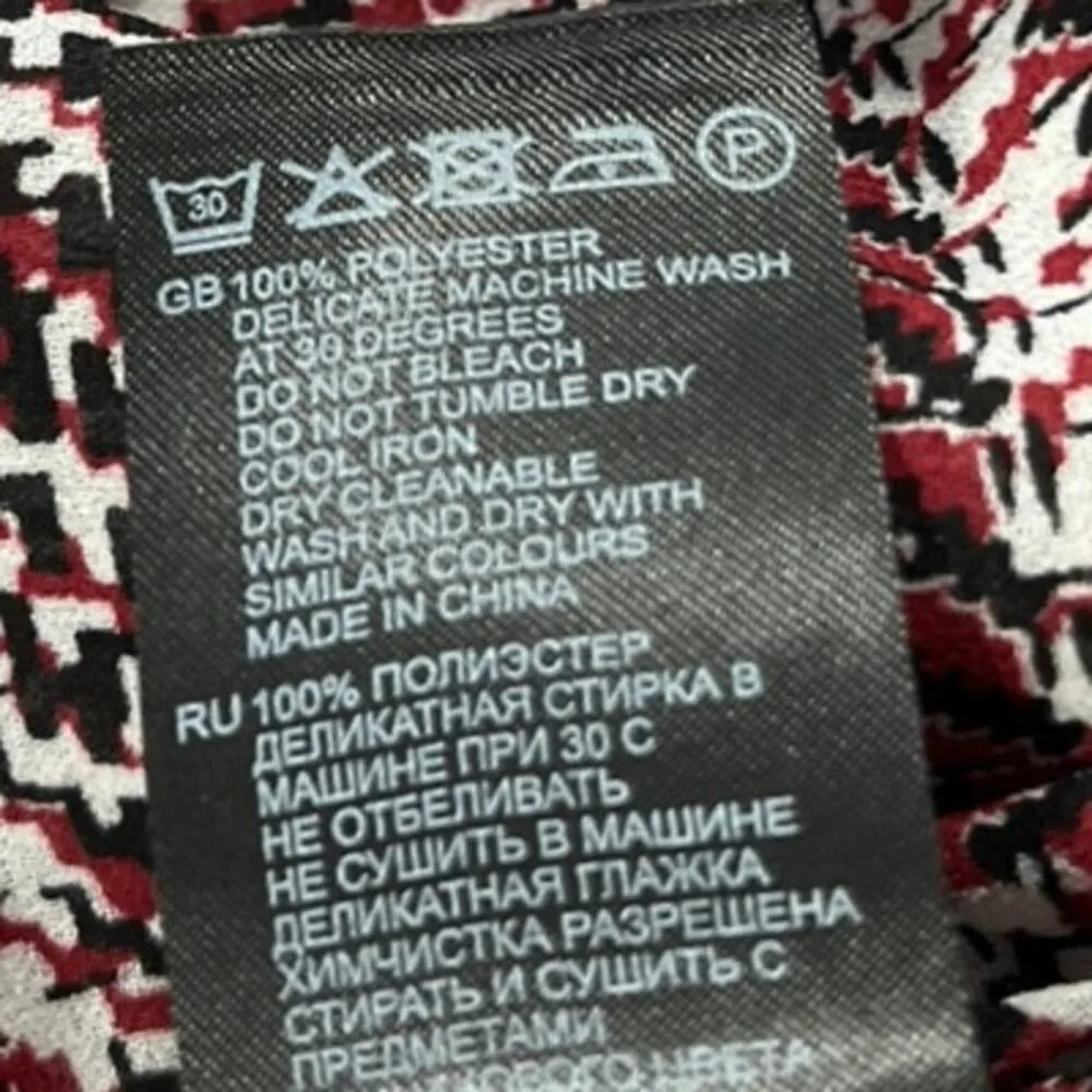 Reiss Red Multicolor Ruffle Bell Long Sleeve Mock Neck Printed Blouse Top Size 0 - Image 5