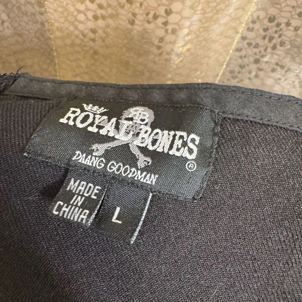 Royal Bones By Tripp Black Red Pleated Mini Skirt Large - Image 3