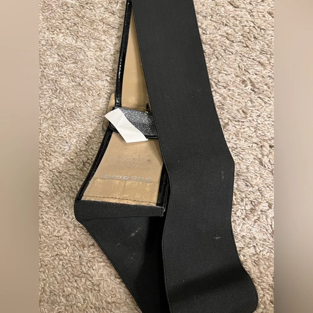 Express Silver Sparkle Buckle Elastic Back Belt - size L - Image 8