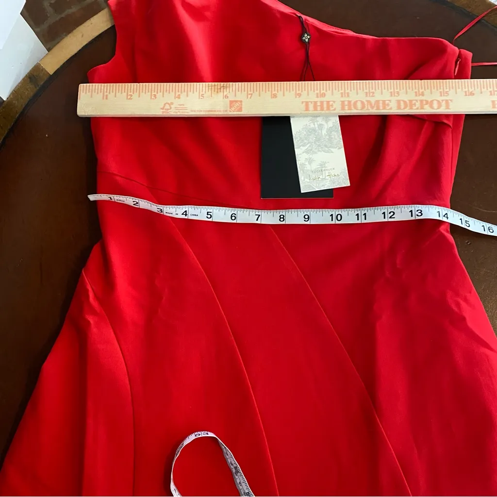 NWT Tuckernuck x India Hicks Scarlet Red‎ One Shoulder Carmen Dress size small - Image 7