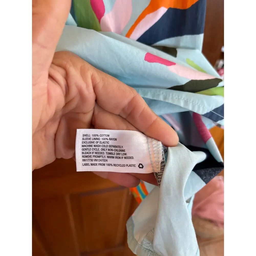 Women's Puff Short Sleeve Dress - A New Day Blue Floral Medium - Image 5