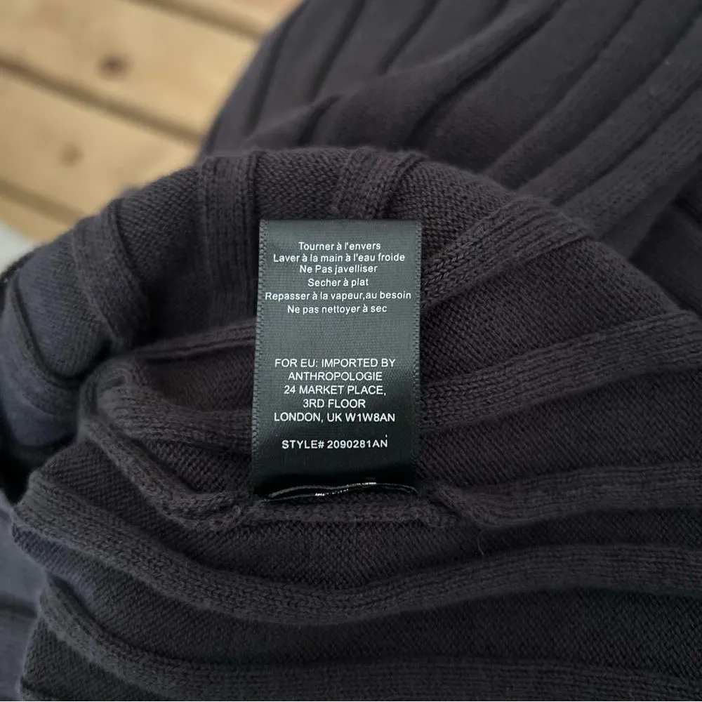 Anthropologie Current Air Ribbed Sweater Bodycon Midi Dress in Grey Size Large - Image 9