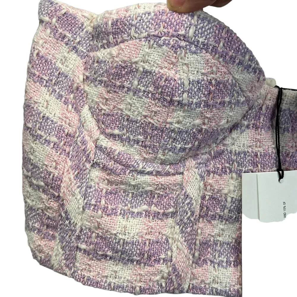 Zara Tweed Bustier Tube Top Cropped Boucle Textured Coachella Pink Purple Size M - Image 7