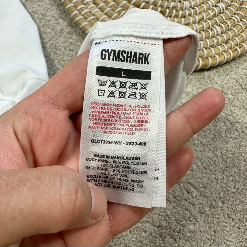 NWT Gymshark Women’s Training Crop Longsleeve Shirt Top Activewear in White L - Image 9