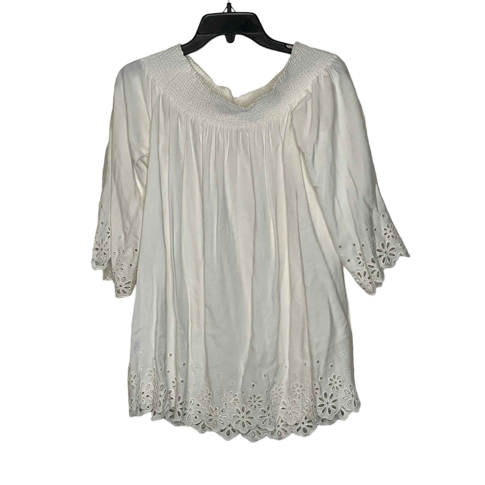 Daniel Cremieux Blouse Top Size Small White With Floral Lace Rayon Womens - Image 8